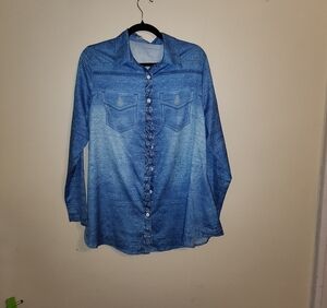 Rosegal Light Blue Denim Like Shirt